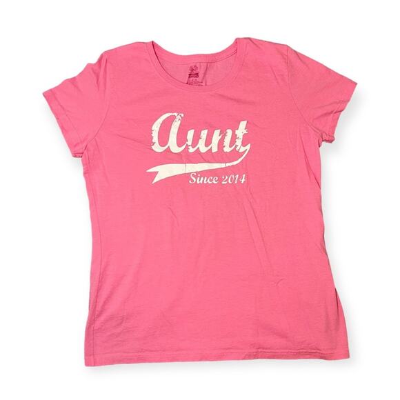 Fruit of the Loom Pink Aunt Since 2014 T-Shirt Short Sleeve Size Large - Picture 1 of 9